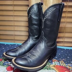 Anderson Bean Black Leather Showmanship Horsemanship Show Boots  6B Western Boot